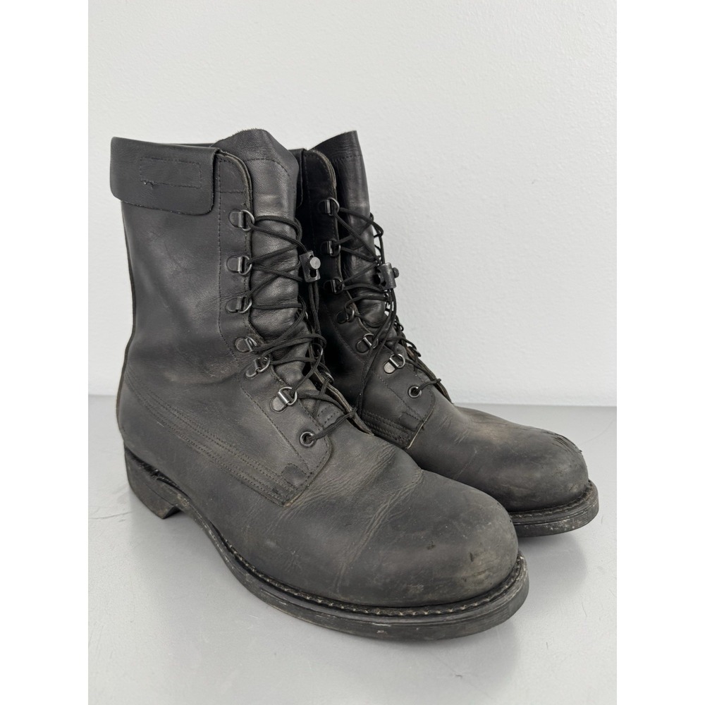 Vintage Addison Shoe Company Boots Mens 10.5 EE Black Leather Military Trooper
